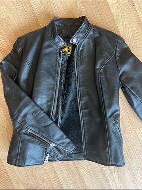 NWOT Open Road Leather Motorcycle/Moto Jacket Removable Shearling Lining Sz 5
